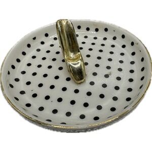 Tri-Coastal Design Ceramic Ring Dish Gold High Heel Polka Dot Trinket Tray 2015